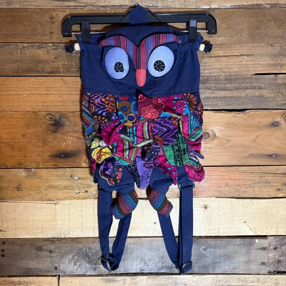 Owl Small Mini Backpack‎ Purse Boho Patchwork Back Pack Tween Teen